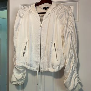 DKNY Cropped Rushed bomber jacket in white